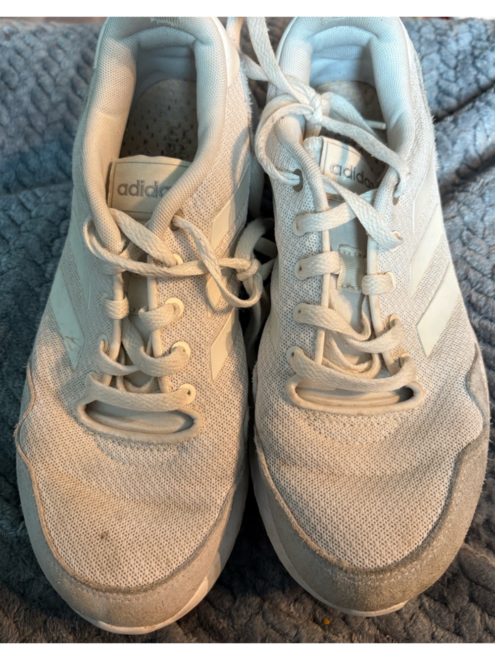 adidas Neutral Knit Lace-Up Sneakers in Off-White